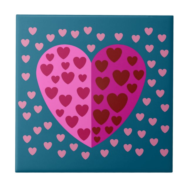 LIEBE HERZ FARBFARBEN KERAMIK TILE FLIESE (Vorderseite)