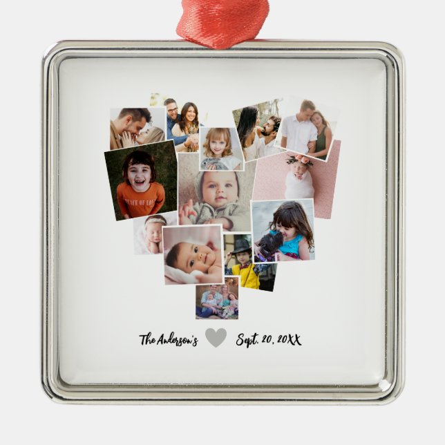 Liebe Herz-FotoCollage Ornament Aus Metall (Vorne)
