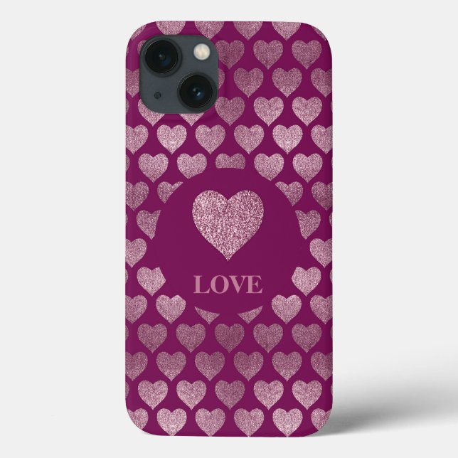 LIEBE Herz-Glitzer-Muster Case-Mate iPhone Hülle (Rückseite)