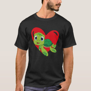 Liebe Herz Grafik Valentine's Day Turtle Boys Kind T-Shirt