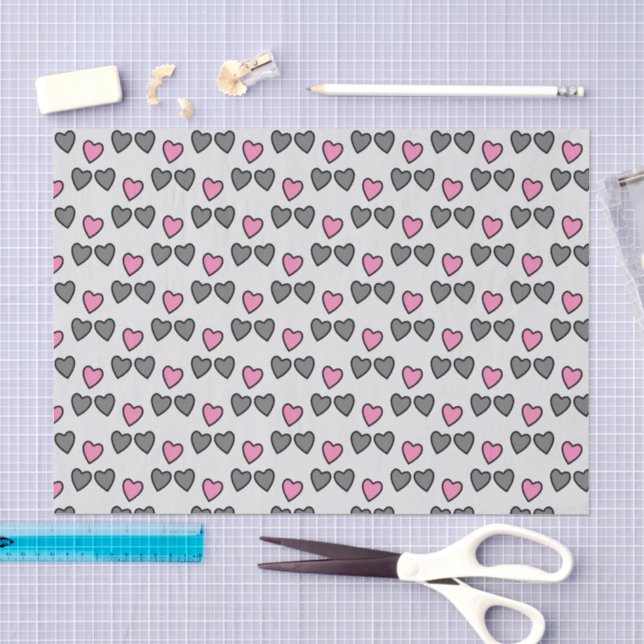 Liebe Herz graues und rosa Geschenk Seidenpapier (Handwerk)