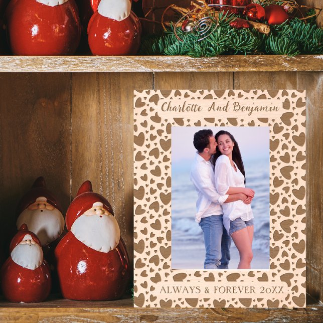 Liebe Herz immer und immer Name und Foto 12x18 Geätzte Rahmen (In Situ)