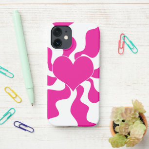 Liebe Herz in Magenta und Weiß iPhone 12 Mini Hülle