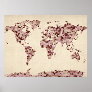 Liebe Herz Karte der Weltkarte Poster
