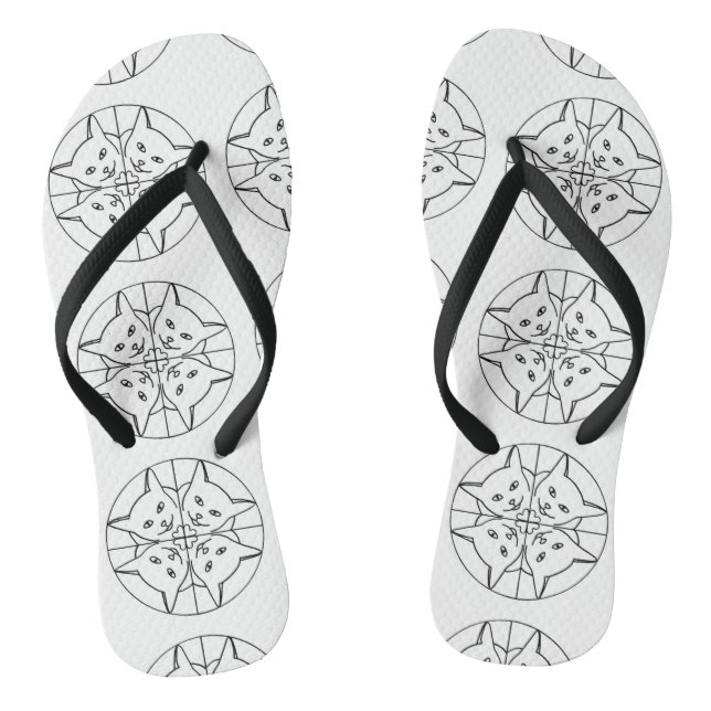Liebe Herz Katzen Kaleidoskop Flipflops (Fußbett)
