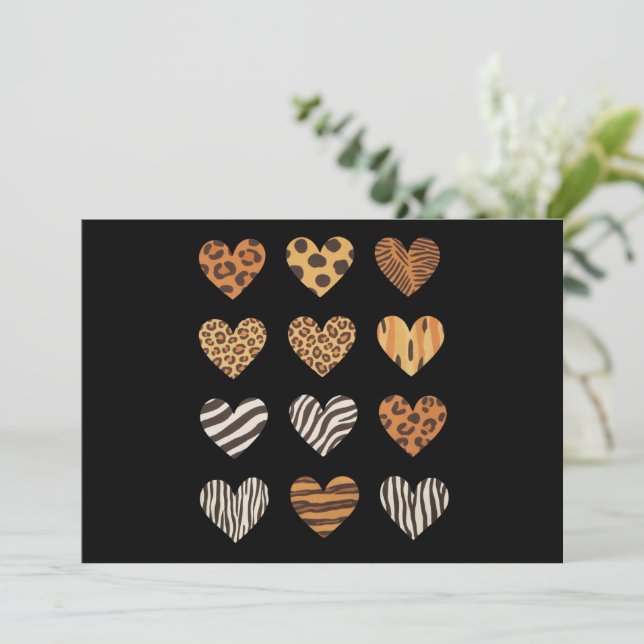 Liebe Herz Leopard Niedlich Valentinstag Einladung (Stehend Vorderseite)