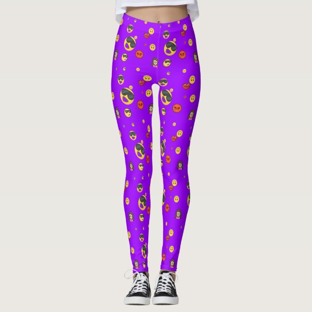 Liebe, Herz, lustig, Mädchen Emoji auf neunzig lil Leggings (Vorderseite)