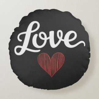 Liebe Herz Minimal Typografie Romantisches Design Rundes Kissen