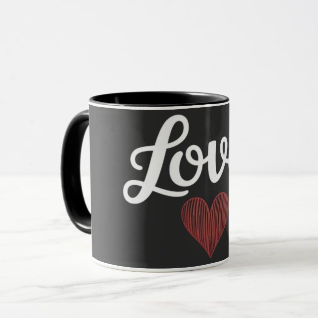 Liebe Herz Minimal Typografie Romantisches Design Tasse (Vorderseite Links)