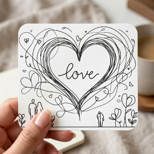 Liebe Herz mit handGezeichnet Linien Quadratischer Aufkleber