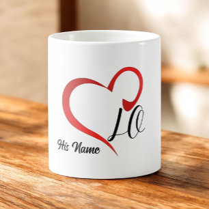 Liebe Herz Monogramm Benutzerdefinierte Namen 2 Kaffeetasse