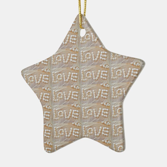 Liebe Herz Muschel Strand Herz Seashells Sommer Keramik Ornament (Links)
