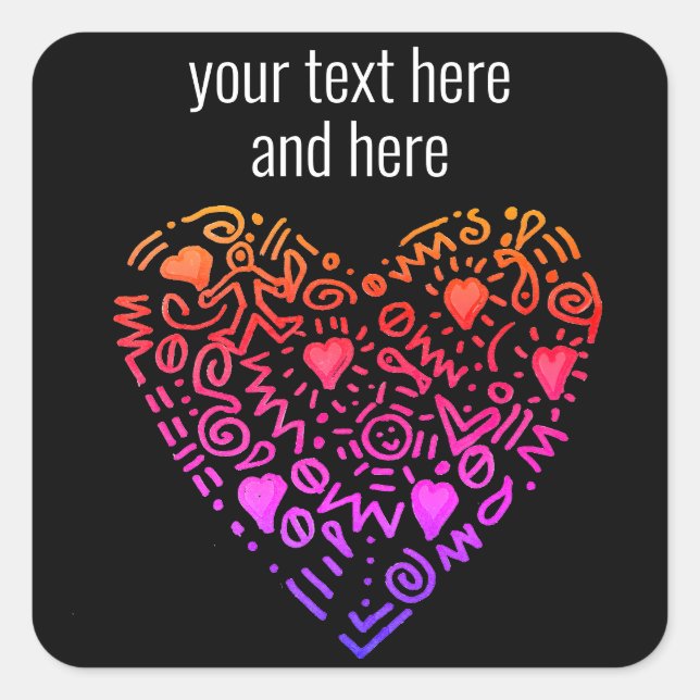 Liebe Herz ombre rosa lila Quadratischer Aufkleber (Vorderseite)
