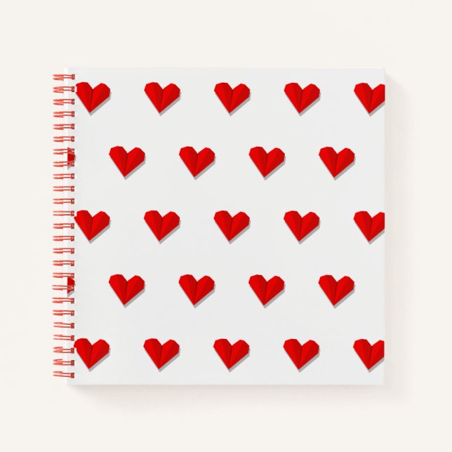 Liebe Herz Origami Vector Muster Notizbuch (Vorderseite)