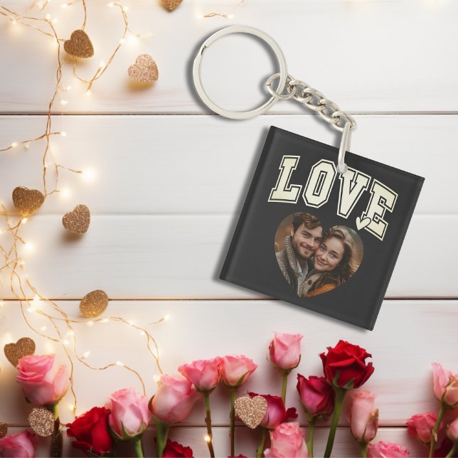 Liebe Herz Personalisiertes Foto Valentine Schlüsselanhänger (Love Heart Personalized Photo Valentines Keychain)