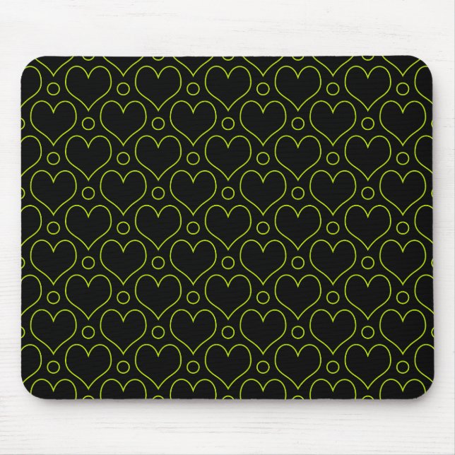 Liebe Herz & Polka Dots Muster in Kalkgrün Mousepad (Vorne)