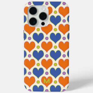 Liebe Herz & Polka Dottern Muster in Blau & Orange Case-Mate iPhone Hülle