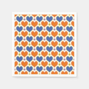 Liebe Herz & Polka Dottern Muster in Blau & Orange Serviette