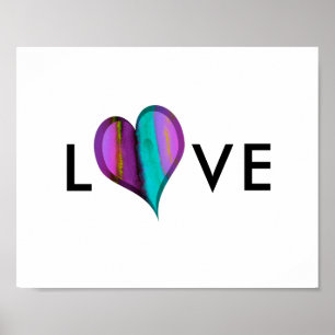Liebe Herz poster lila und blau Herz mit Text