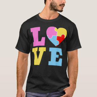 Liebe Herz Puzzle Welt Autismus Tag T-Shirt