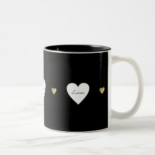 Liebe Herz, romantisch und mit Monogramm schwarz Zweifarbige Tasse