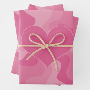 Liebe Herz - Rosa Geschenkpapier Set