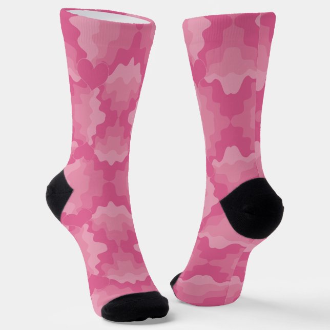 Liebe Herz - Rosa Socken (Gewinkelt)