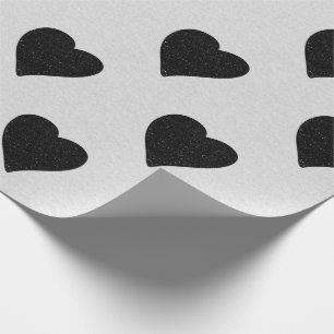 Liebe Herz Schwarzer Glitzer Valentine Geschenkpapier