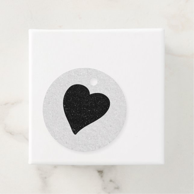 Liebe Herz Schwarzer Glitzer Valentine's Gefallen  Geschenkanhänger (Beispiel)