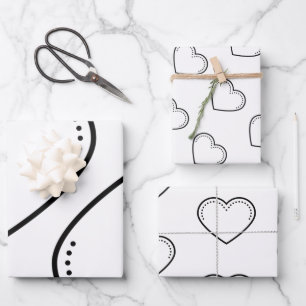 Liebe Herz Schwarzes Valentin Geschenkpapier Set