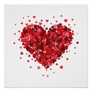 Liebe Herz Shirt für Damen Mädchen Jungen Herz Fra Poster