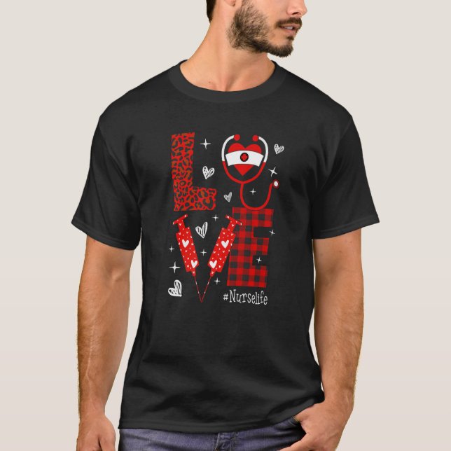 LIEBE Herz Stethoskop Krankenpflege T-Shirt (Vorderseite)