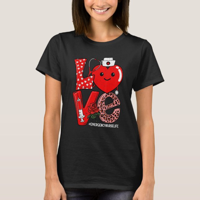 Liebe Herz Stethoskop Notfallversorgung Lebensqual T-Shirt (Vorderseite)