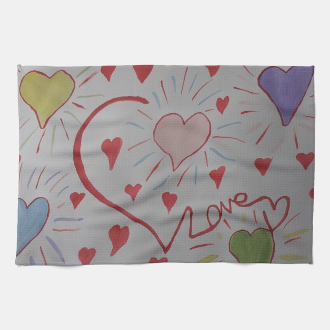 Liebe Herz Teetuch Geschirrtuch (Horizontal)