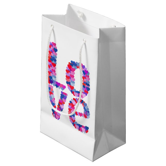LIEBE Herz-Text-Geschenktasche Kleine Geschenktüte (Vorderseite Schrägansicht)