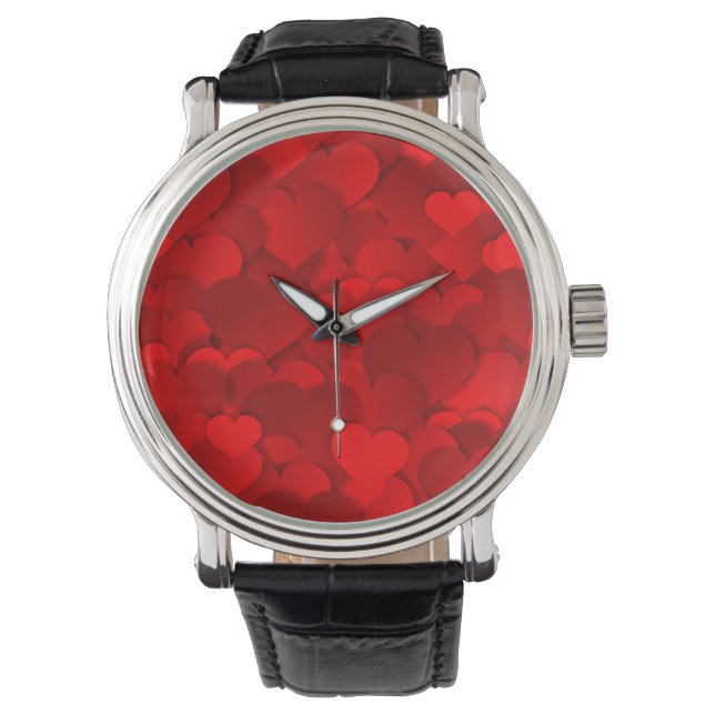 Liebe Herz Textur rotes Muster-19909 Armbanduhr (Vorderseite)