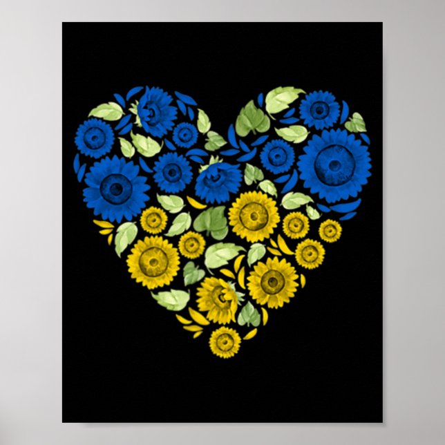 Liebe Herz Ukraine Sonnenblume ukrainischer Friede Poster (Vorne)