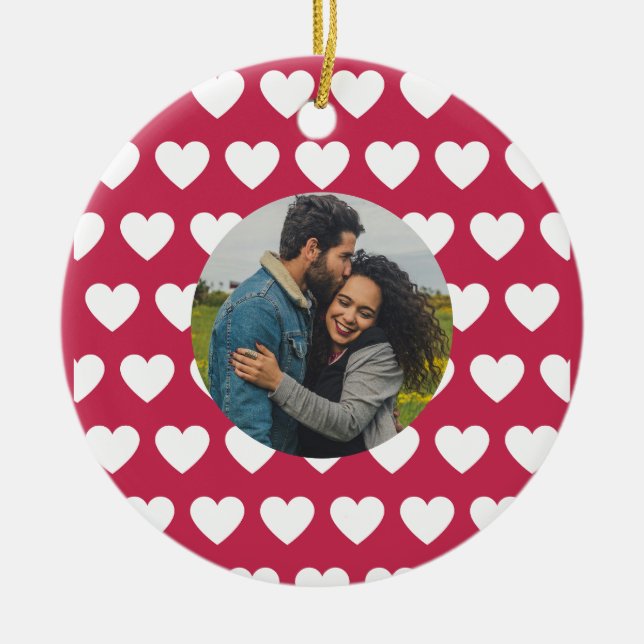 Liebe! Herz und Foto Valentine Keramik Ornament (Vorne)