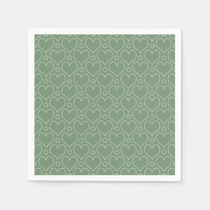 Liebe Herz und Polka Dots Muster in grün Serviette