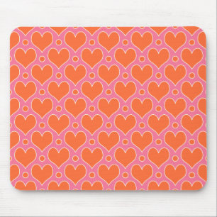 Liebe Herz und Polka Dots Muster in Rosa, Orange Mousepad