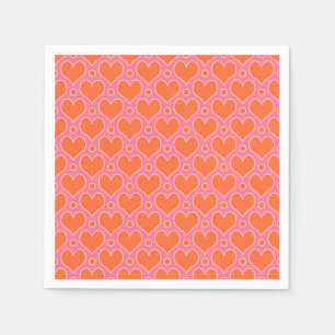 Liebe Herz und Polka Dots Muster in Rosa, Orange Serviette