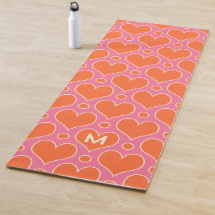 Liebe Herz und Polka Dots Muster in Rosa, Orange Yogamatte
