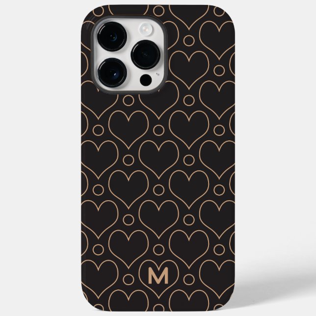 Liebe Herz und Polka Dots Muster in Tan & Black Case-Mate iPhone Hülle (Rückseite)