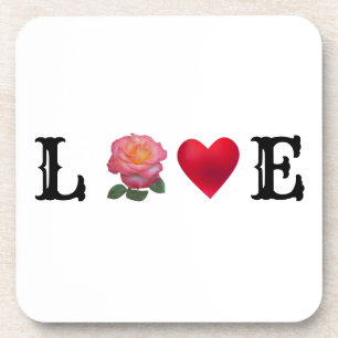 Liebe Herz und Rose Blume Getränkeuntersetzer