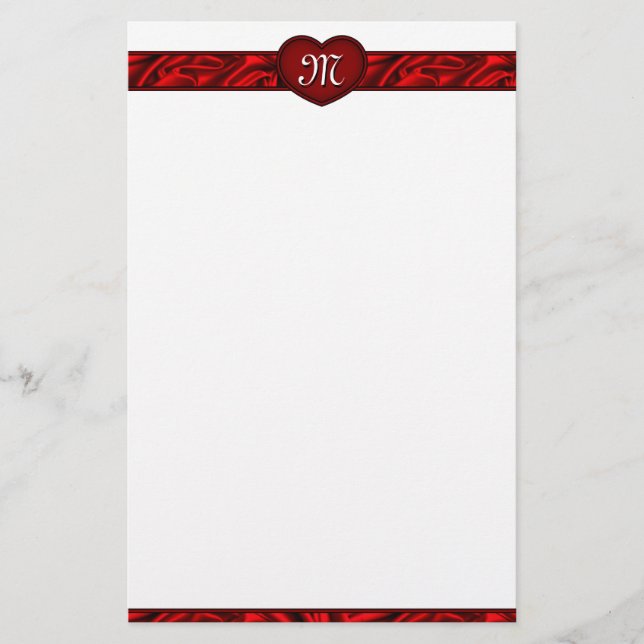 Liebe Herz Valentinstag Monogram Stationery Briefpapier (Vorderseite)
