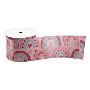 Liebe Herz Valentinstag Regenbogen Satinband
