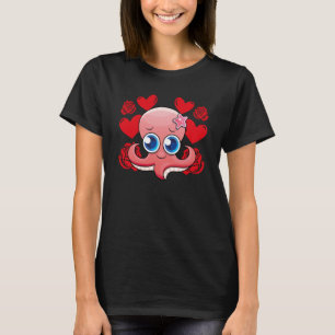 Liebe Herz Valentinstag Rose Oktopus Jungen Kind T-Shirt