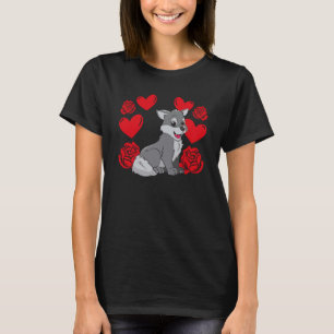 Liebe Herz Valentinstag Rose Wolf Jungen Kinder 1 T-Shirt
