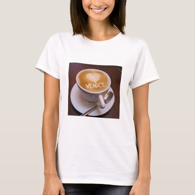 Liebe Herz Venedig Cappuccino Kaffee Cup Tasse Tsh T-Shirt (Vorderseite)
