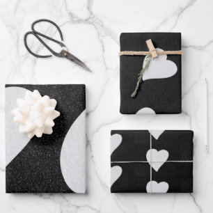 Liebe Herz Weißer Glitzer Valentine Geschenkpapier Set